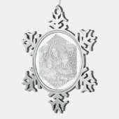 White Hexagon Foto Border Schneeflocken Zinn-Ornament (Rechts)