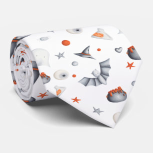 White Hexe Ghost Spooky Muster Krawatte