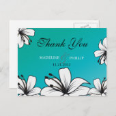 White Hibiskus - Hochzeit danke Postkarten (Vorne/Hinten)