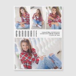 White High School Uni-Abschluss 4 Foto Magneteinladung