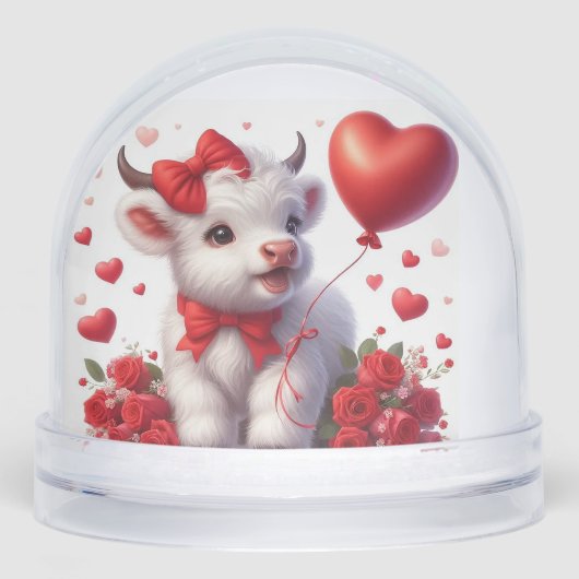 WHITE HIGHLAND COO HEART SCHNEEKUGELN (Vorderseite)
