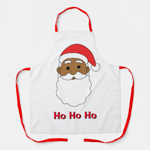 White Ho Ho Ho African American Santa Claus Family Schürze