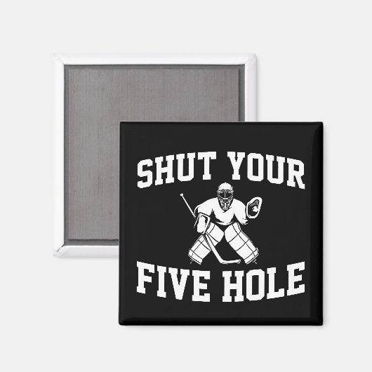 White Hockey Goalie macht fünf Loch aus Magnet (Vorderseite/Rückseite)