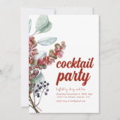 White Holiday Berries Feiertag Einladung (Vorderseite)