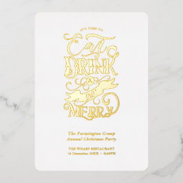 White Holiday Party essen Drink sei fröhlich Folieneinladung