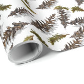 White Holiday Winter Pinecones Wrapping Paper Geschenkpapier (Rolleneckpunkt)