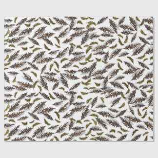White Holiday Winter Pinecones Wrapping Paper Geschenkpapier