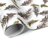 White Holiday Winter Pinecones Wrapping Paper Geschenkpapier (Rolleneckpunkt)