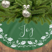 White Holly Blätter Joy Script Weihnachten Polyester Weihnachtsbaumdecke