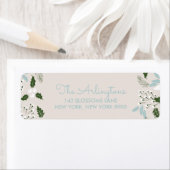 White Holly Botanical Happy Holidays Adressetikett (Insitu)