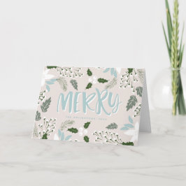 White Holly Botanical Happy Holidays Card Feiertagskarte