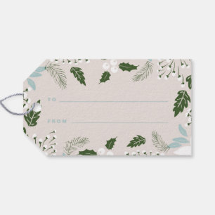 White Holly Botanical Happy Holidays Geschenktag Geschenkanhänger
