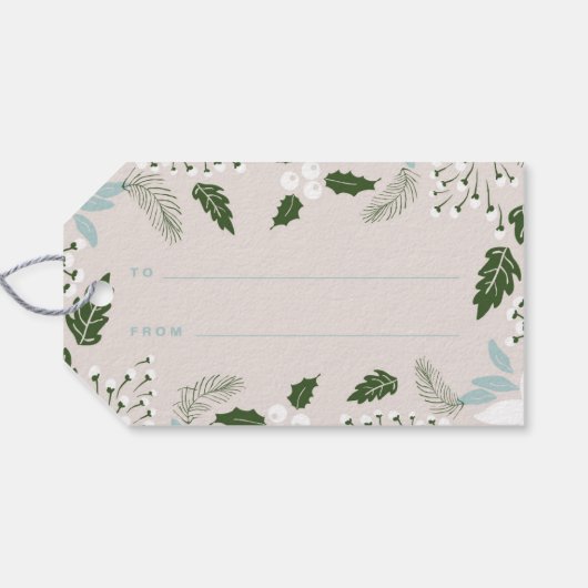 White Holly Botanical Happy Holidays Geschenktag Geschenkanhänger (Rückseite Horizontal)