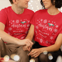 White Holly Snowflakes Christmas With Family Name