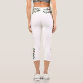 White Holly Sprigs mit Red Berries Capri Leggings (Rückseite)