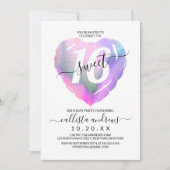 White Holographic Foil Heart Balloon Sweet 16 Einladung (Vorderseite)