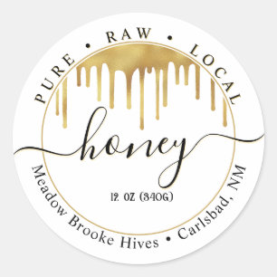 White Honey Label Golden Tropfen und dekorativer S Runder Aufkleber
