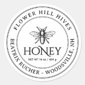 White Honey Label mit französischer Biene Runder Aufkleber (Vorderseite)