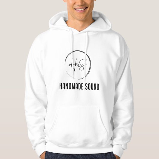 White hoodie - HmS - Handmade Sound (Vorderseite)