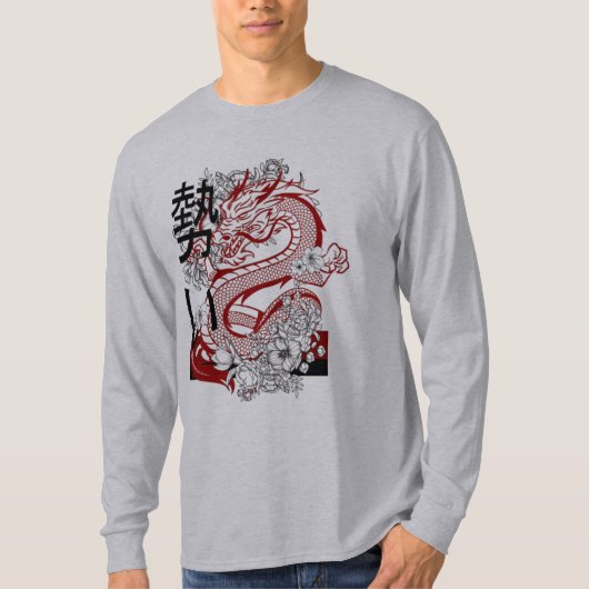 "White Hoodie mit Red Dragon Graphic Design T-Shirt (Vorderseite)