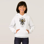 White Hoodie mit Vintager BienenIllustration (Vorne ganz)