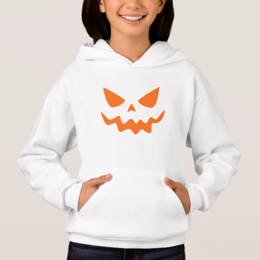 White Hoodie with Orange Pumpkin Face (Vorderseite)