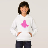 White Hoodie with Pink Ghost – Cute & Cozy Graphic (Vorne ganz)