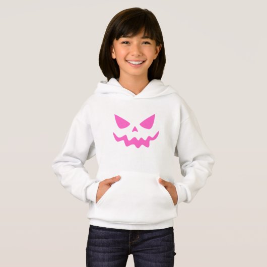 White Hoodie with Pink Ghost Face – Cozy & Cute  (Vorne ganz)