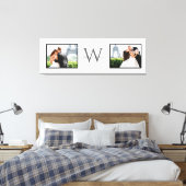 White Horizontal 2 Foto Monogram Wedding Keepake Leinwanddruck (Insitu (Schlafzimmer))