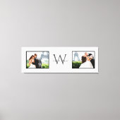 White Horizontal 2 Foto Monogram Wedding Keepake Leinwanddruck (Vorderseite)