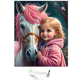 White Horse and Little Cutie in a pink coat Seidenpapier