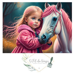 White Horse and Little Cutie in a pink coat v2 Seidenpapier