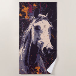 White Horse Art – Moderne Spritzdesign-Kunst Strandtuch