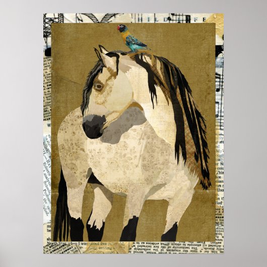 WHITE HORSE & BIRD Art Poster (Vorne)