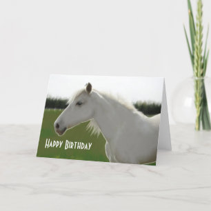White Horse Birthday Blank Card Karte