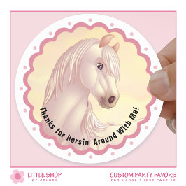 White Horse Birthday Party Favor Thank You Runder Aufkleber