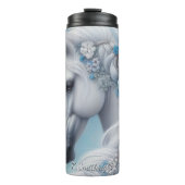 White Horse Blue Floral Elegance Thermosbecher (Vorderseite)