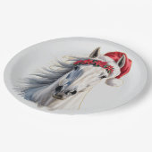 White Horse Christmas Paper Plate Pappteller (Schrägansicht)