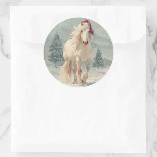 White Horse Christmas Sticker (Tasche)