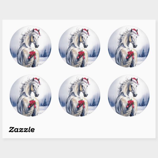 White Horse Christmas Sticker (Blatt)