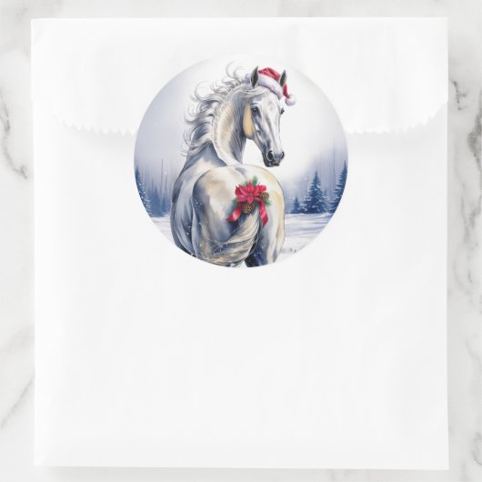 White Horse Christmas Sticker (Tasche)