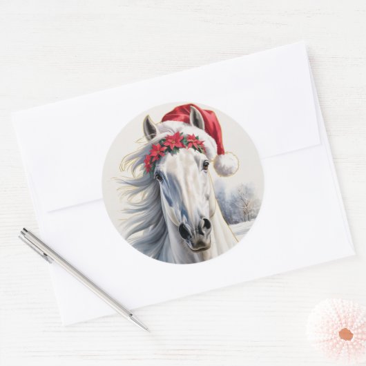 White Horse Christmas Sticker (Umschlag)