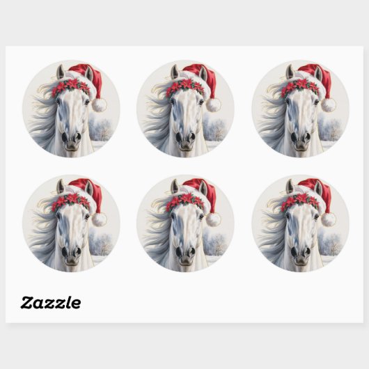 White Horse Christmas Sticker (Blatt)