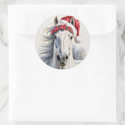 White Horse Christmas Sticker (Tasche)