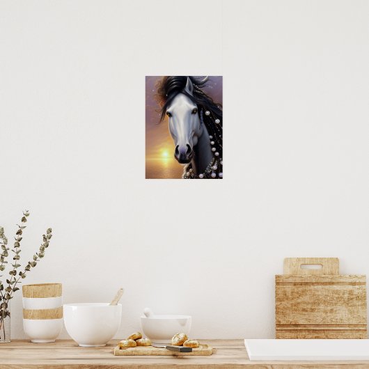 White Horse Equine Fantasy Art Poster (Küche)