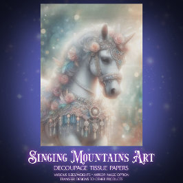 White Horse Fantasy Animal Craft Decoupage Seidenpapier