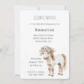 White Horse Floral 16th Birthday Einladung (Vorderseite)