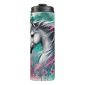 White Horse Floral Butterfly Whimsy Thermosbecher (Vorderseite)