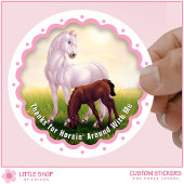 White Horse Foal Birthday Party Favor Thank You Runder Aufkleber