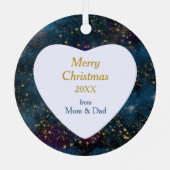 White Horse Gold Stars Weihnachten Ornament Aus Metall (Rückseite)